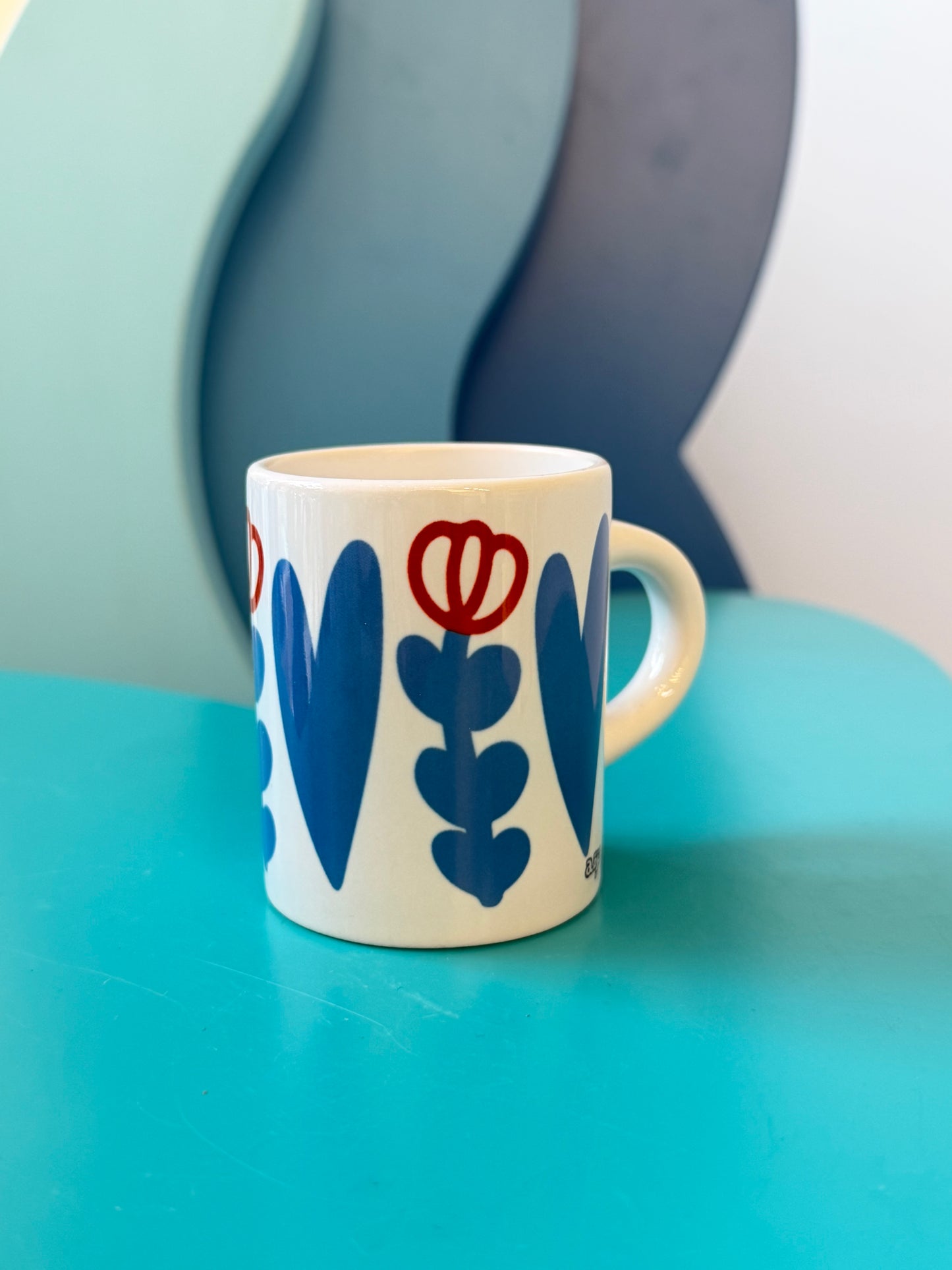 Heart Shaffe flower espresso glass