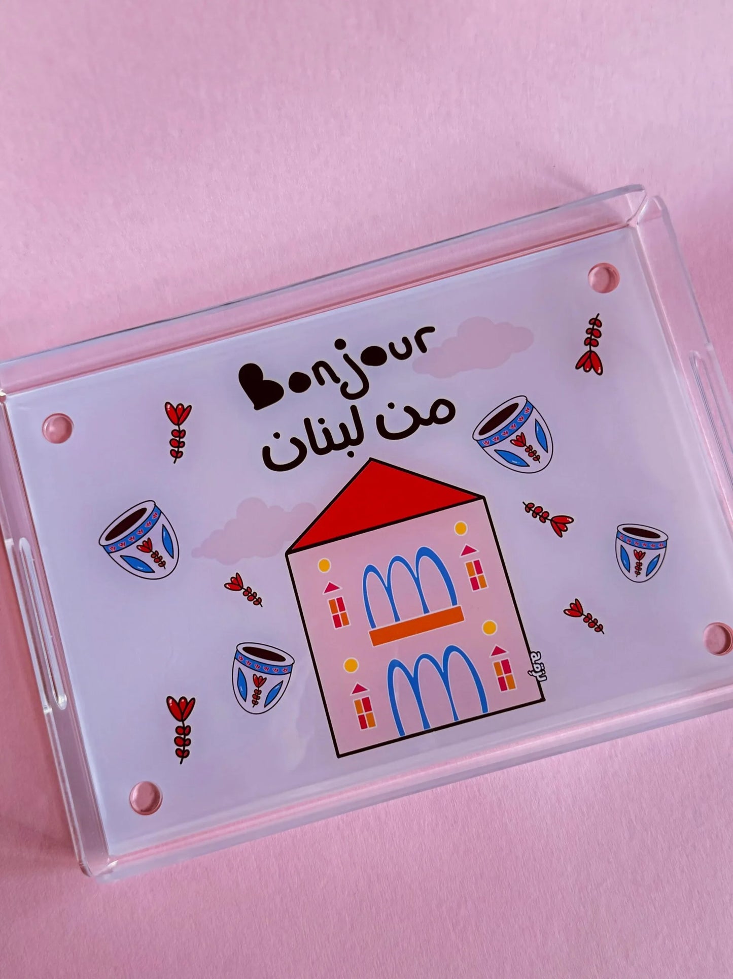Bonjour Men Lebnen Pink Tray