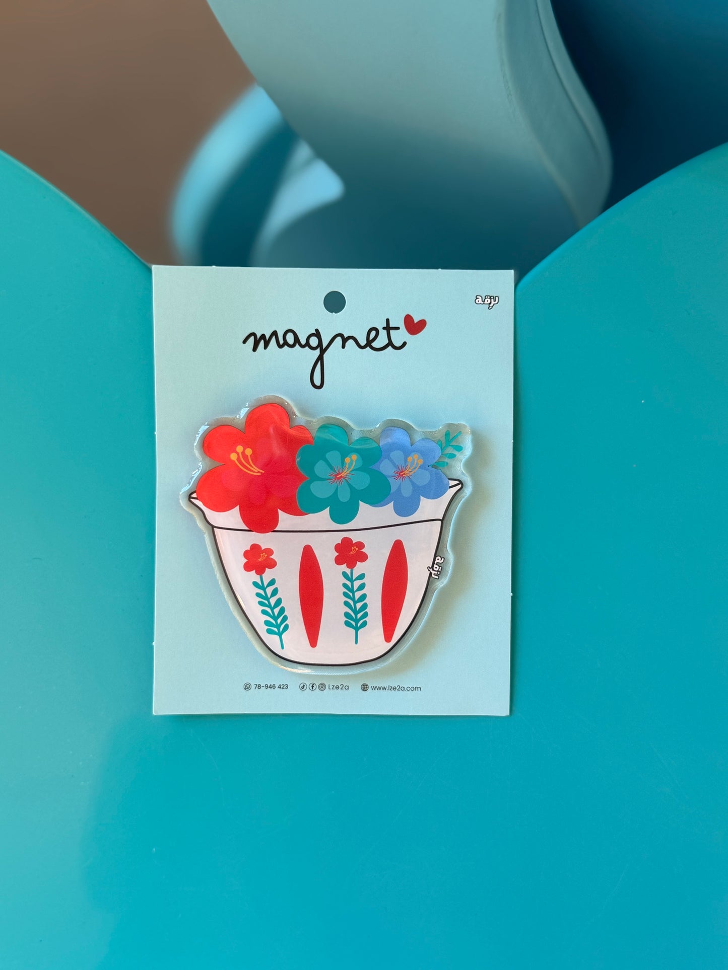 Shaffe red flower transparent 3d magnet