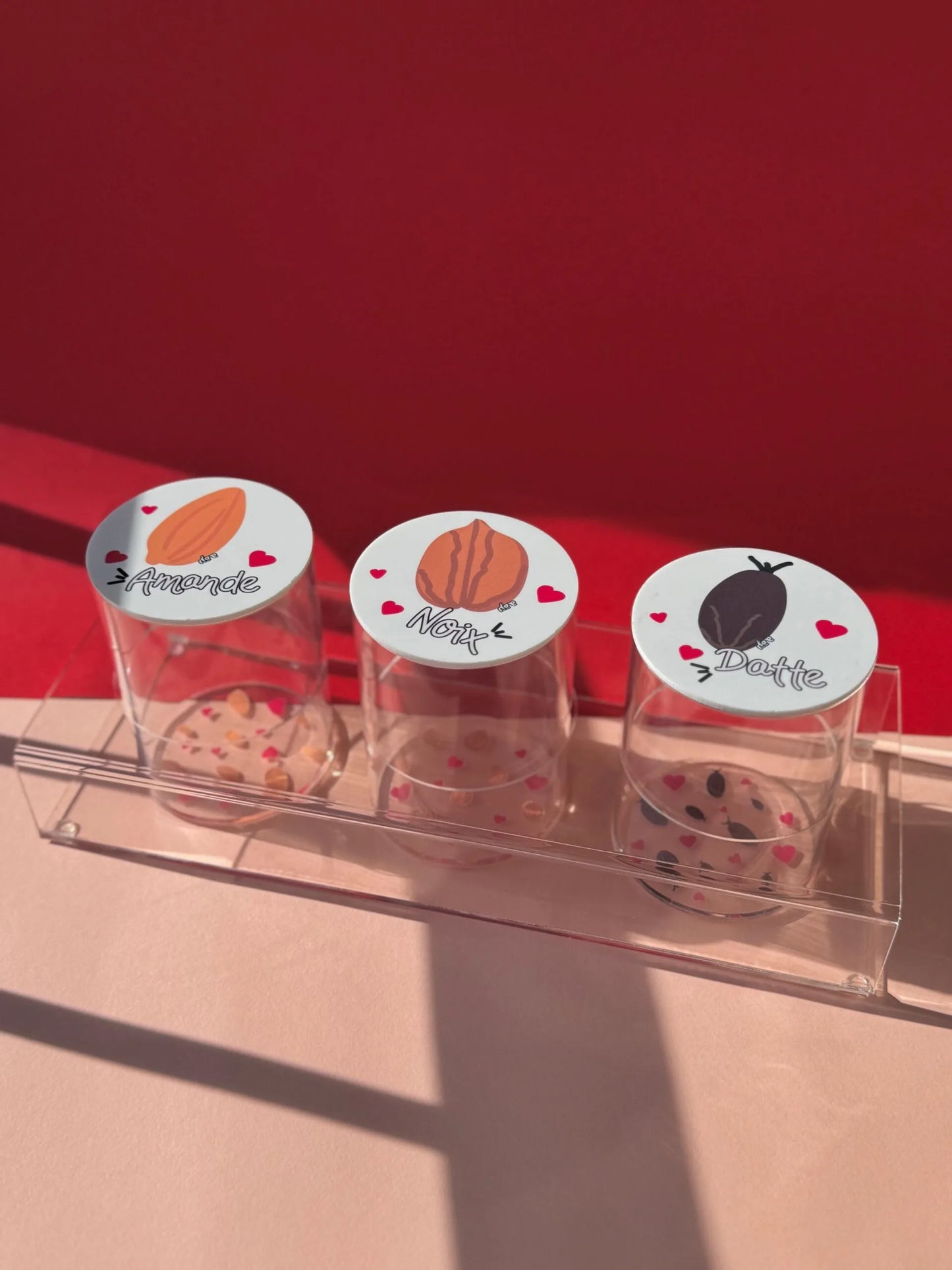 French Tray + 3 Round Nuts Boxes