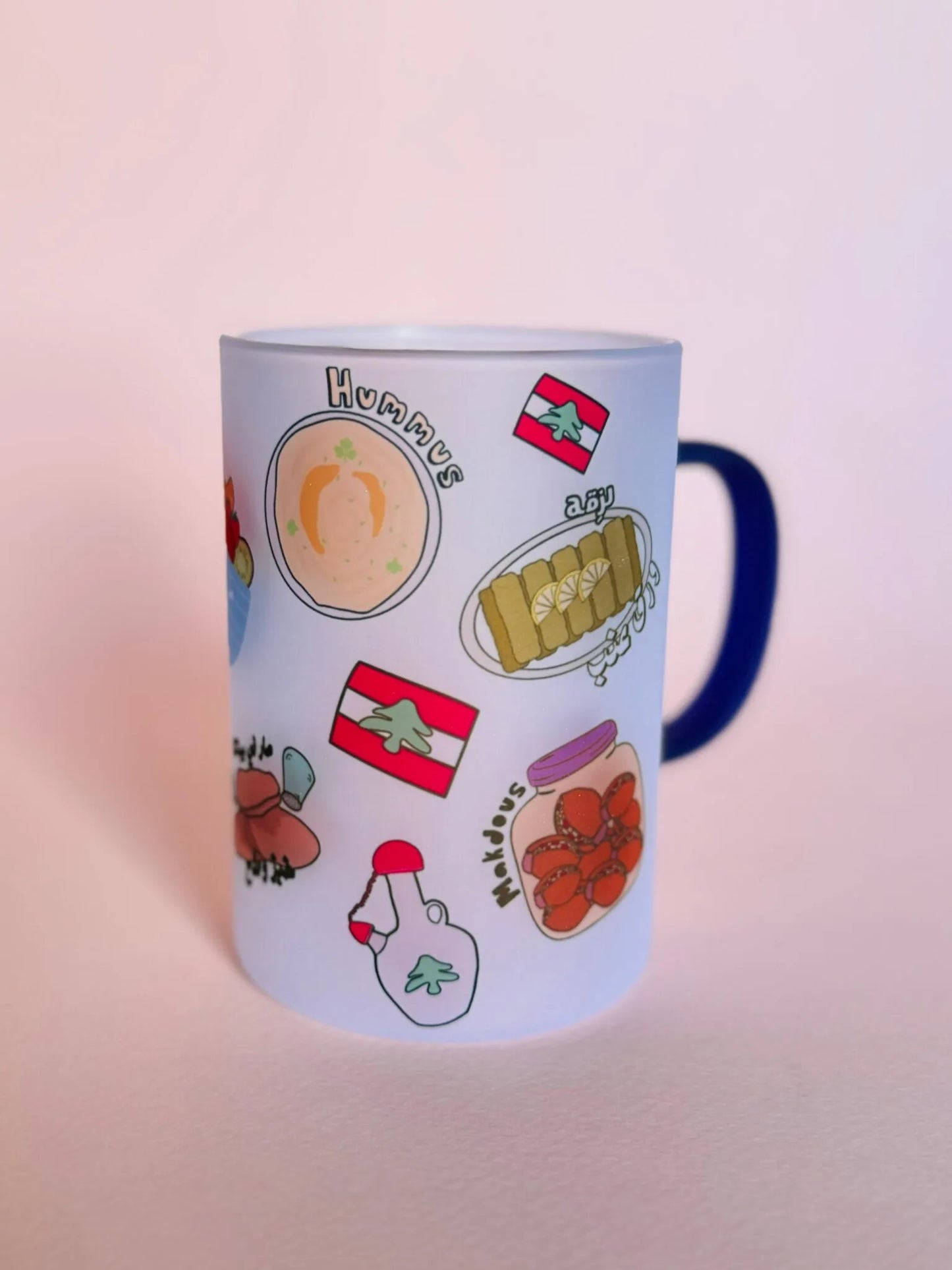 Lebanese Food Pattern Transparent Matt Mug