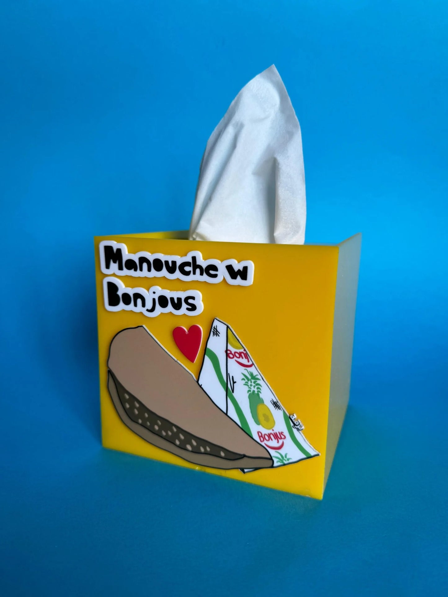 Man2oushe w bonjus yellow tissue box