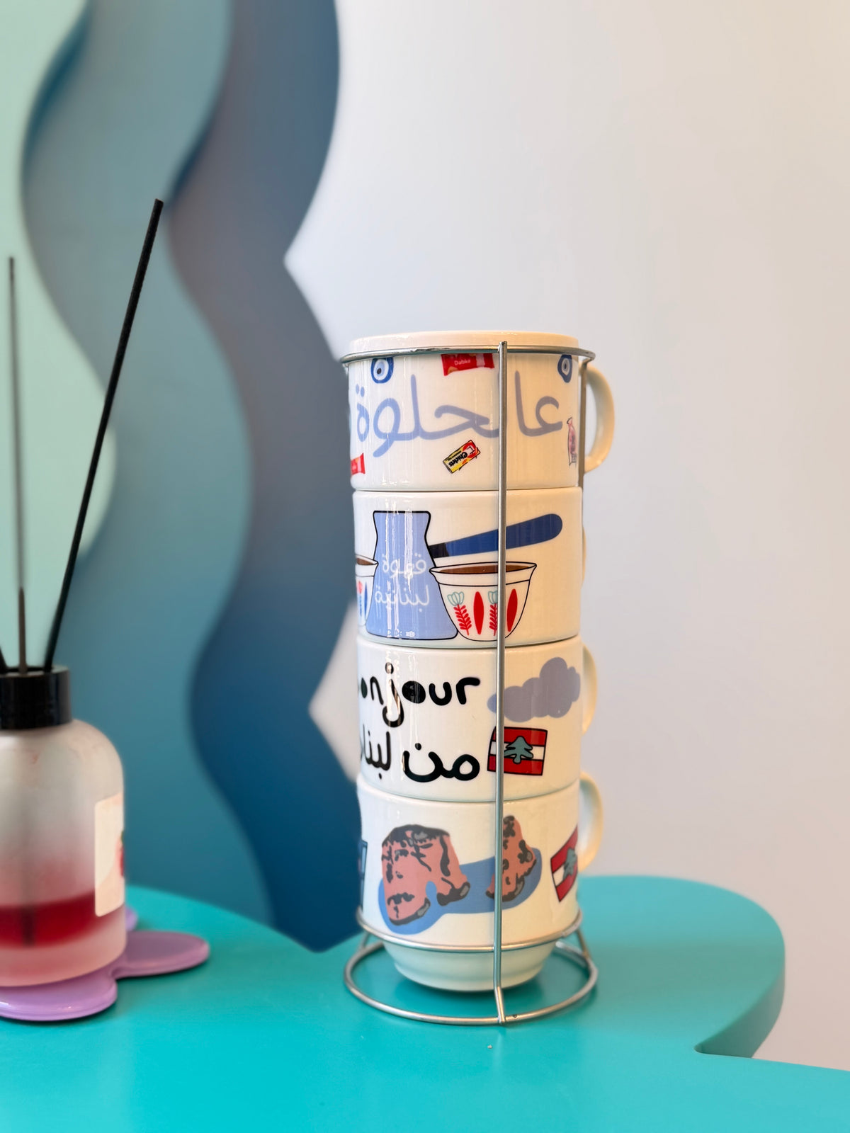 Bonjour men lebnen set cups
