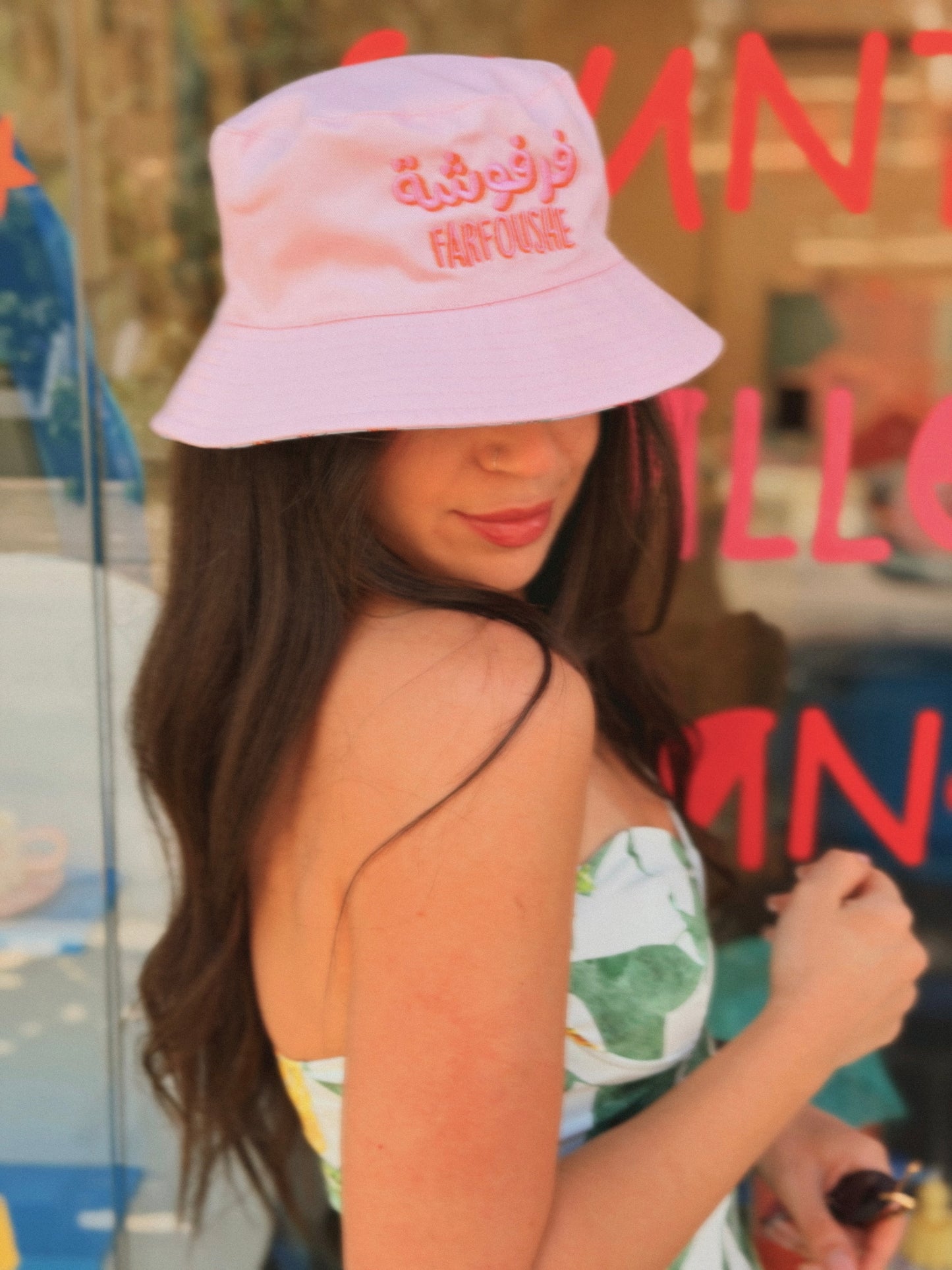 Chiclets pattern bucket hat