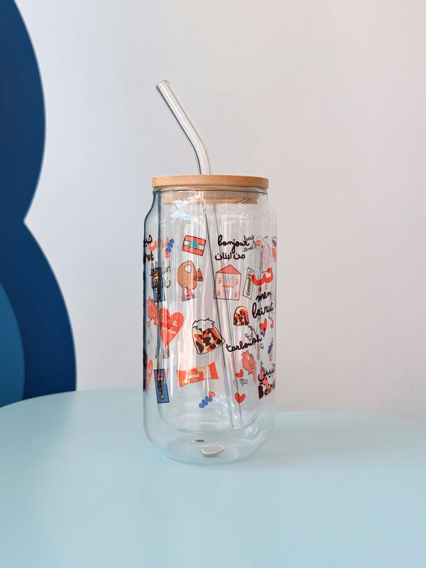 Lebanese pattern Iced coffee glass cup