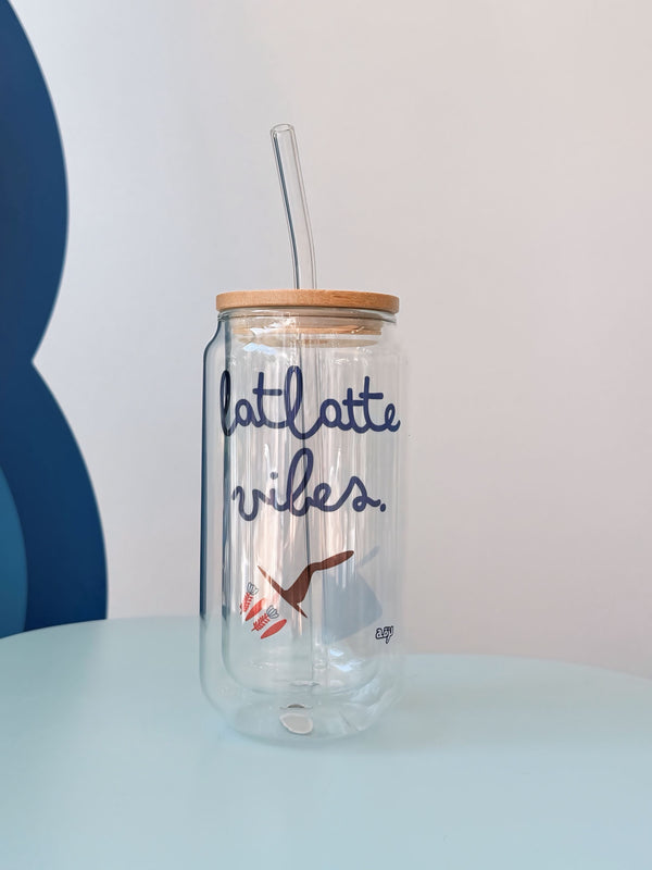 Latlatte vibes Iced coffee glass cup