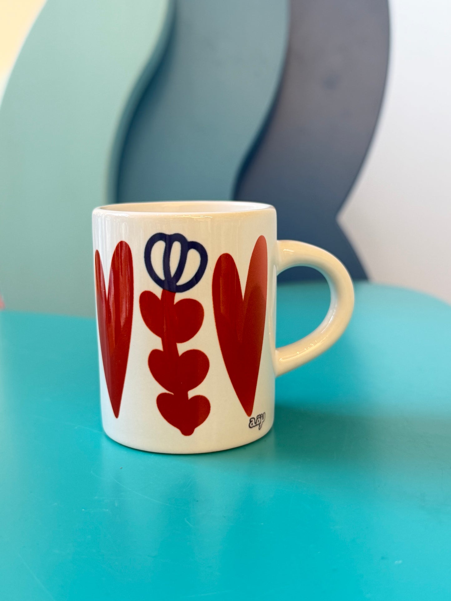 Heart red shaffe flower espresso glass
