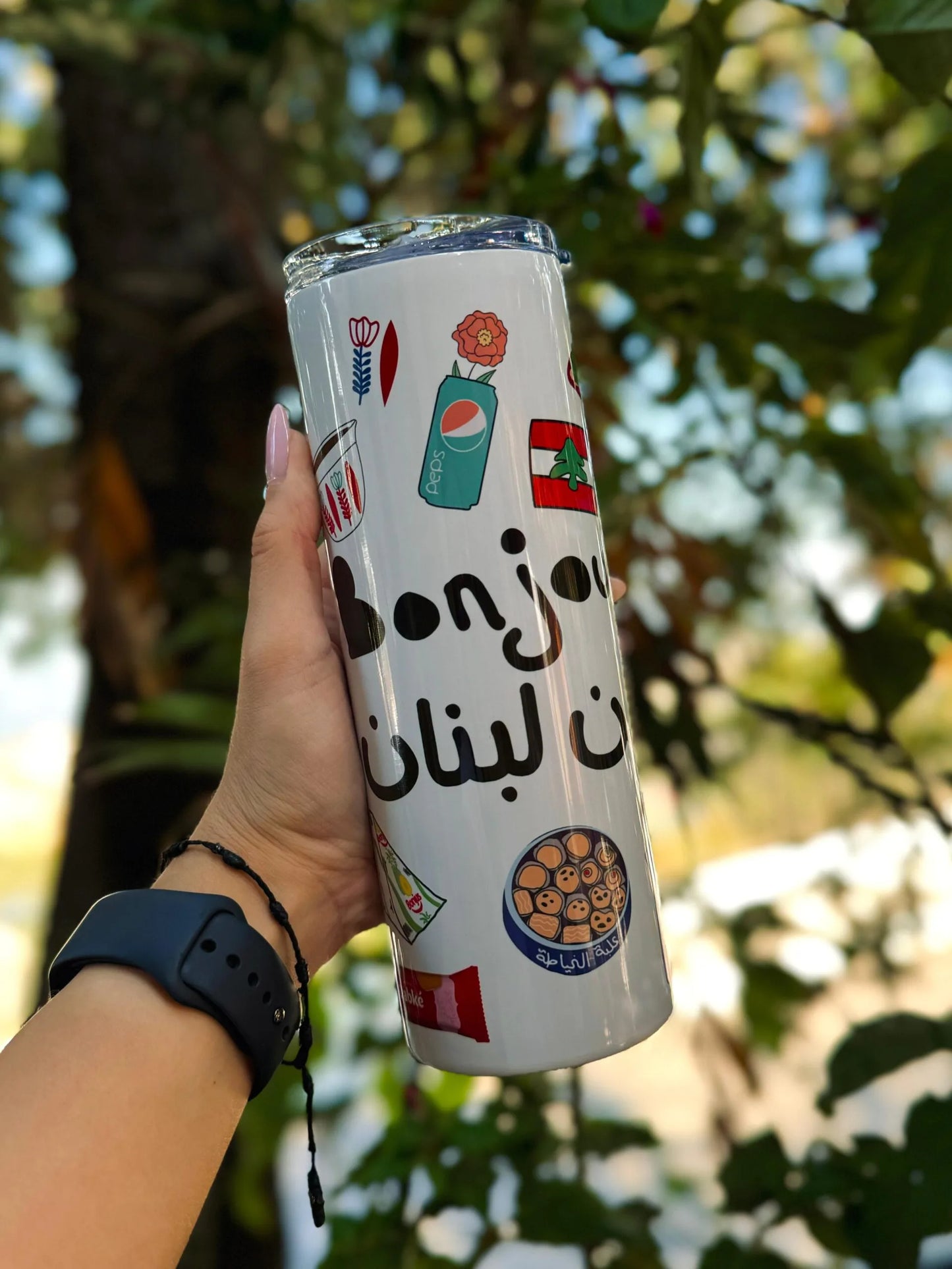 Bonjour Men Lebnen Pattern Tumbler