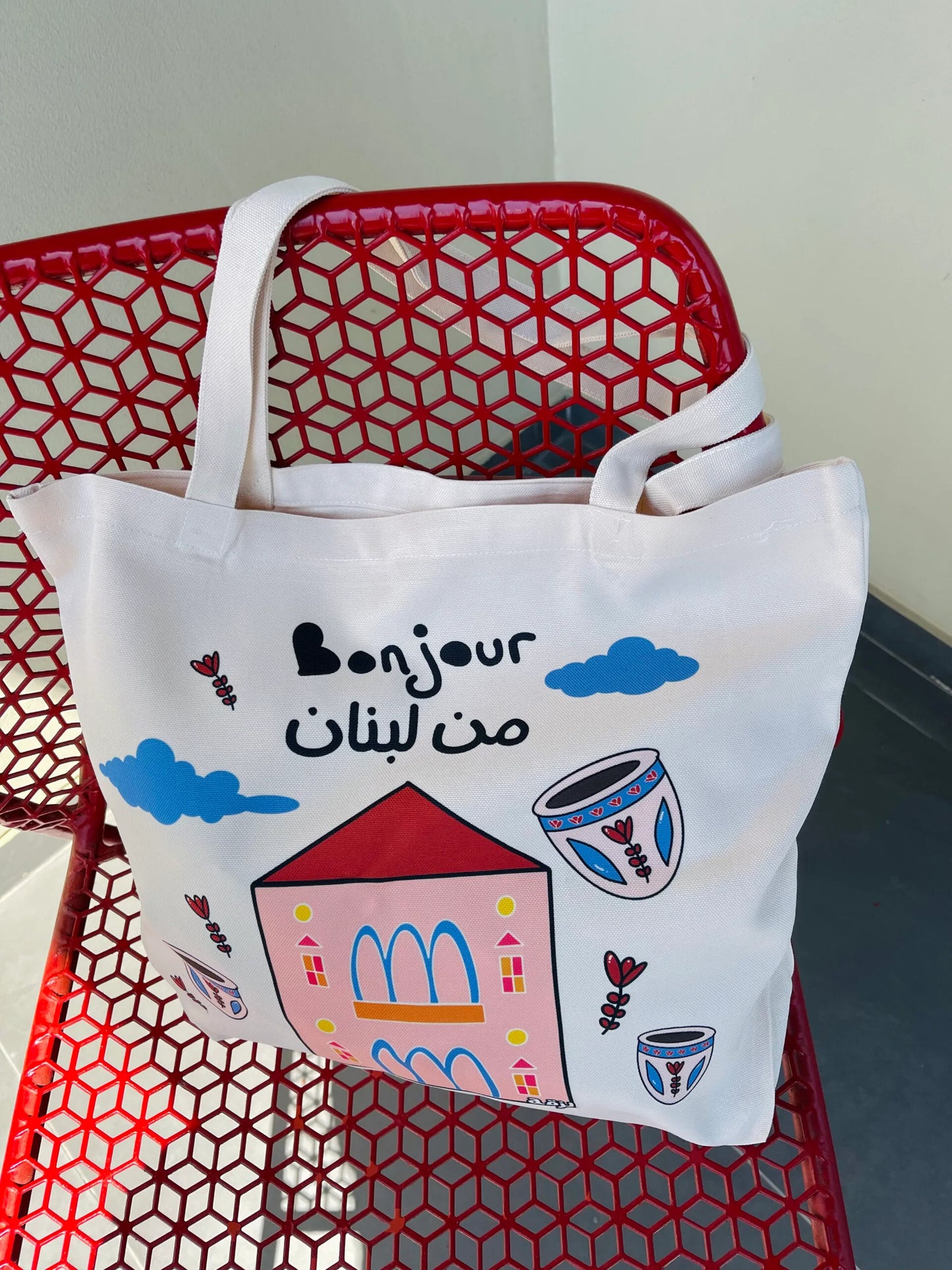 Bonjour men lebnen tote bag