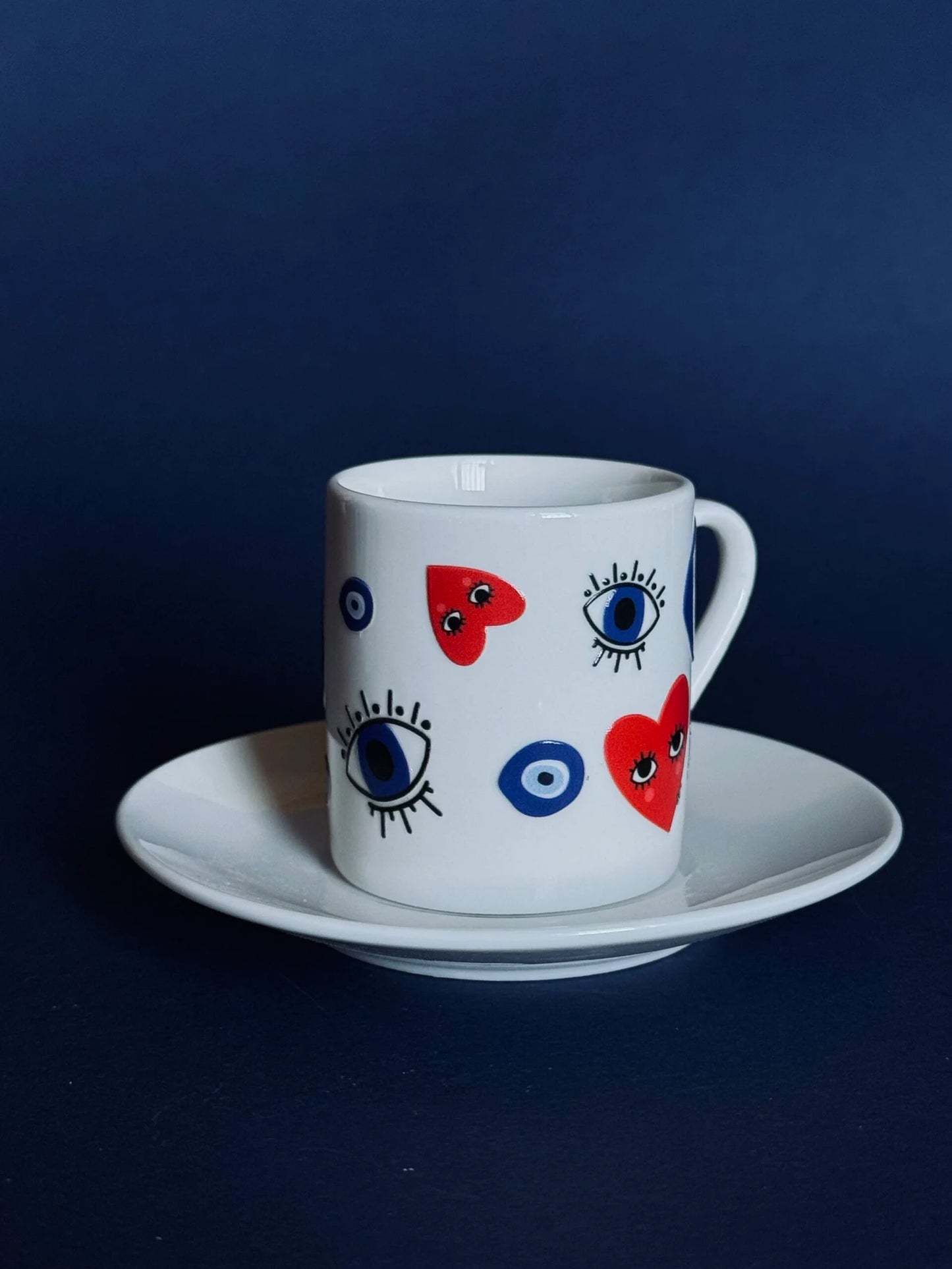 Evil Eye With Hearts Espresso Mug