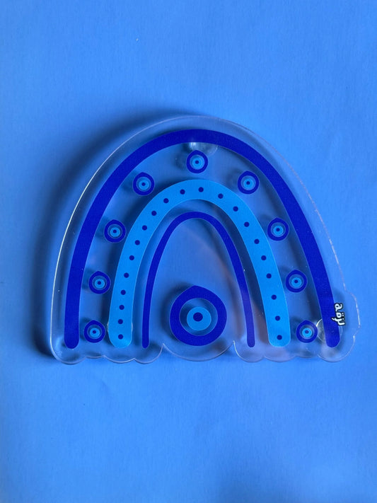 Evil eye rainbow coaster