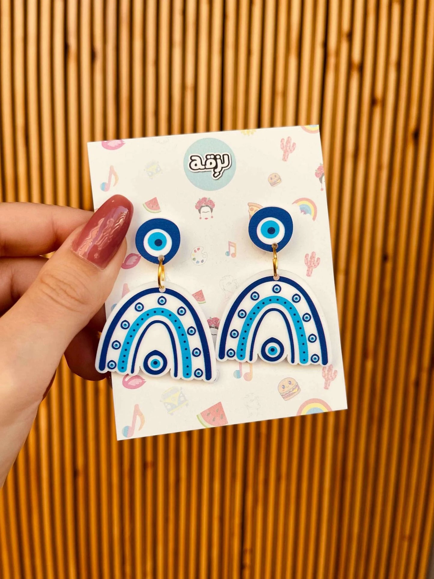 Evil eye rainbow earrings
