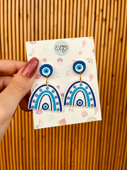 Evil eye rainbow earrings