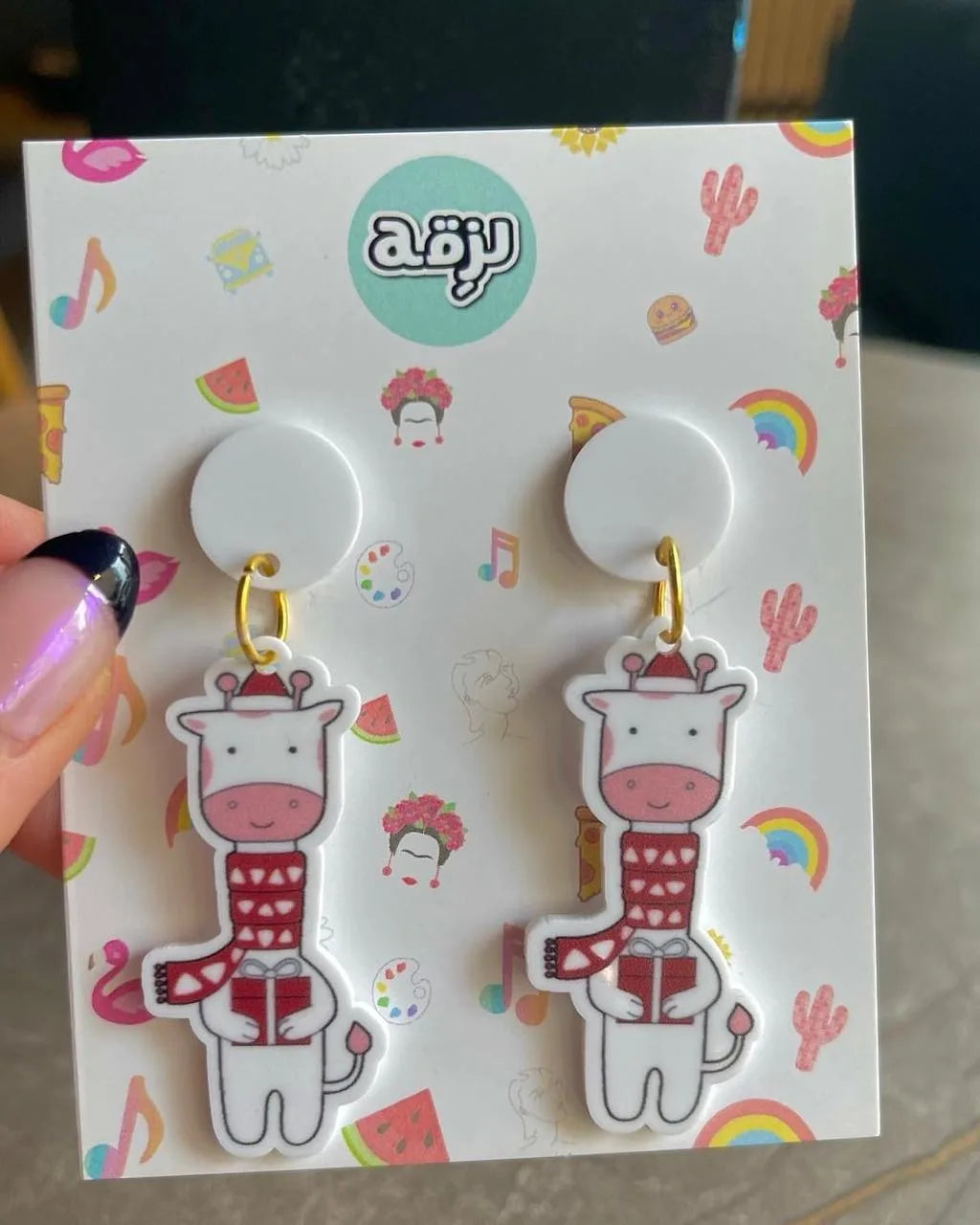 Giraffe Christmas earrings