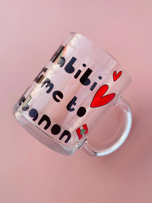Habibi come to lebanon transparent glossy mug