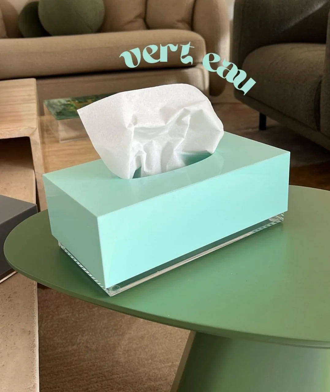 Mint Green & Glitter Rectangle Tissue Box