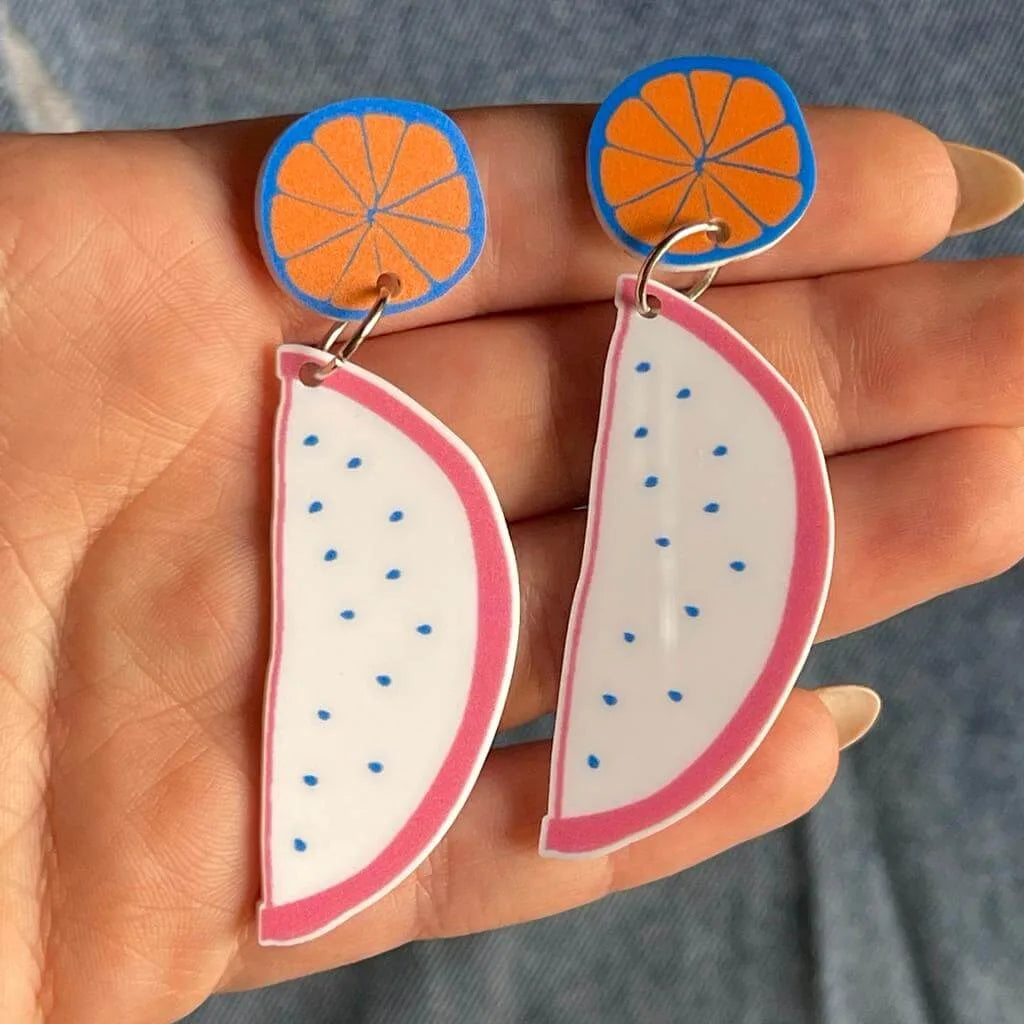 Pink watermelon earrings