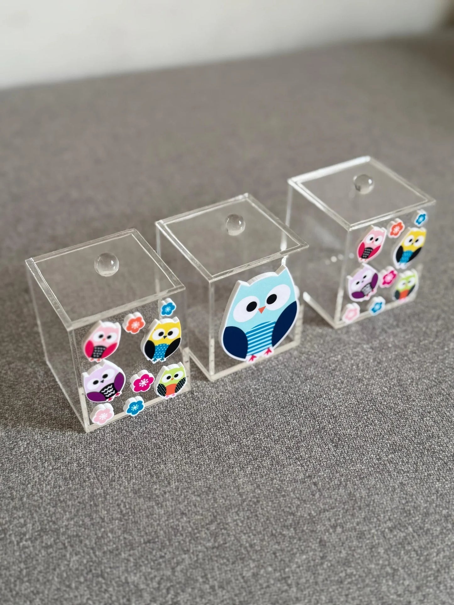 Set Of 3 Owls Sugar Boxes