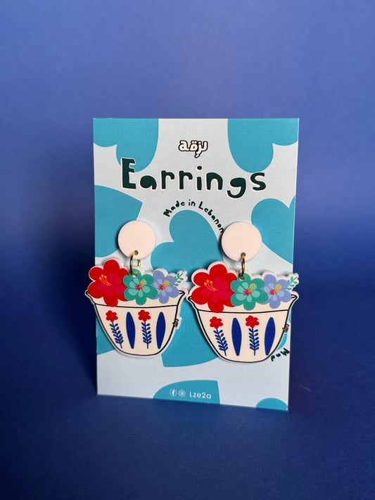 Shaffe Flower Blue Earrings