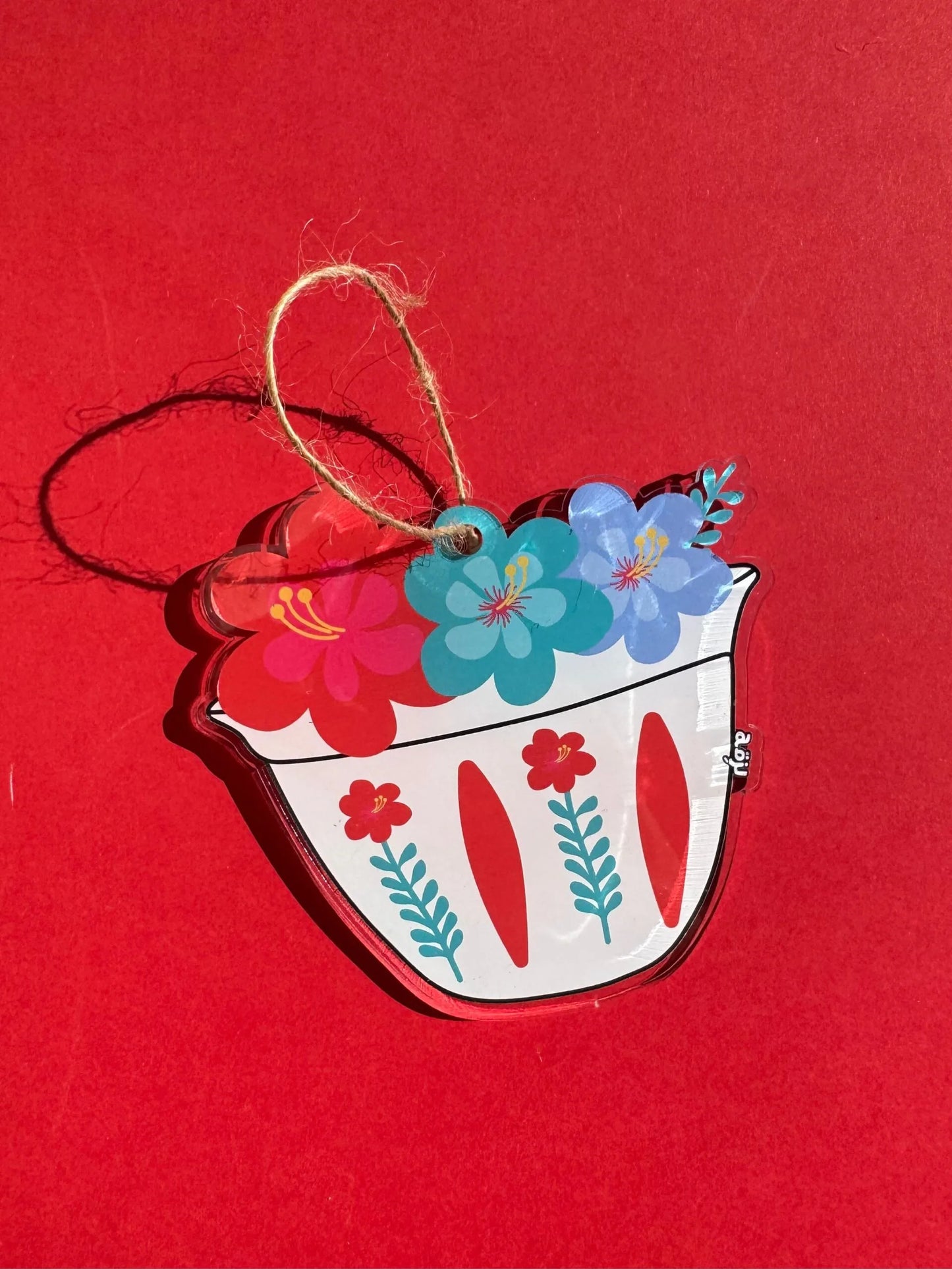 Shaffe Green Cup With Flowers Ornament Tree