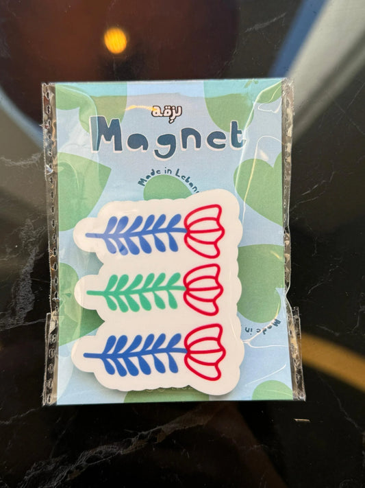 Shaffe flower blue and green magnet