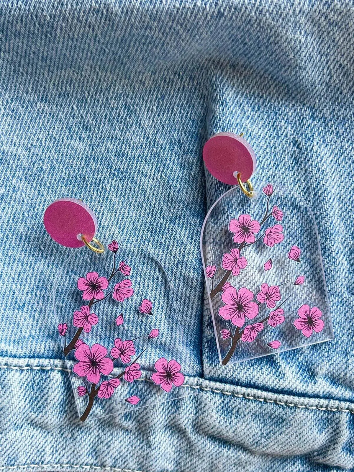 Trasparent pink flower earrings