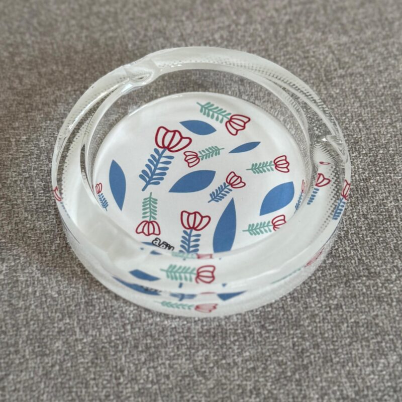Shaffe Flowers Pattern Glass Ashtray