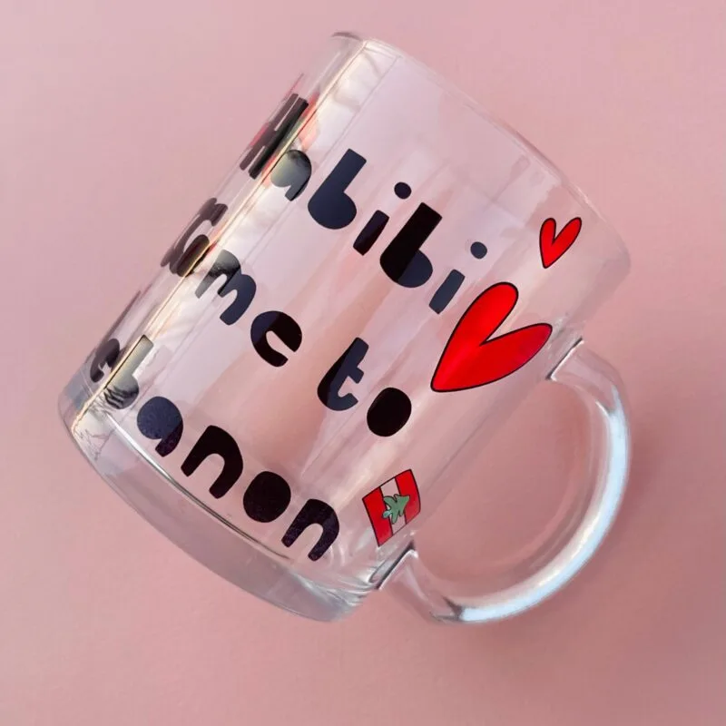 Habibi come to lebanon transparent glossy mug