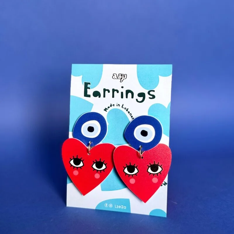 Evil Eye & Hearts Earrings