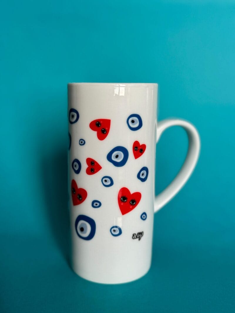 Evil Eye White Glass Mug - Image 3