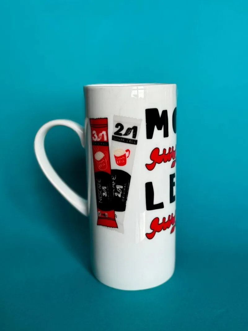 More Espresso Less Despresso White Glass Mug