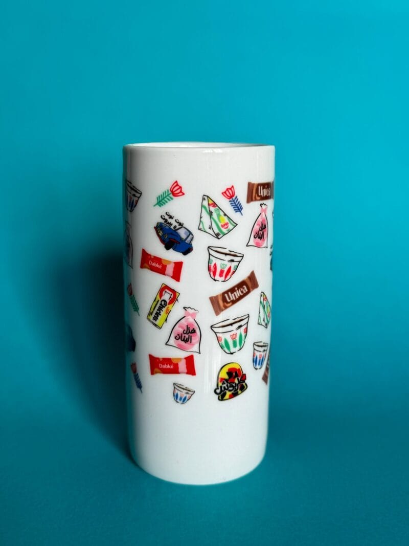 Lebanese Pattern White Glass Mug - Image 3