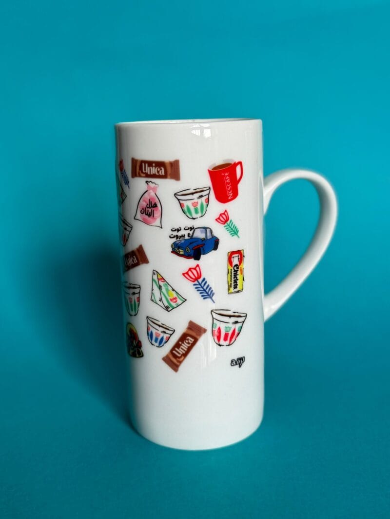 Lebanese Pattern White Glass Mug - Image 2