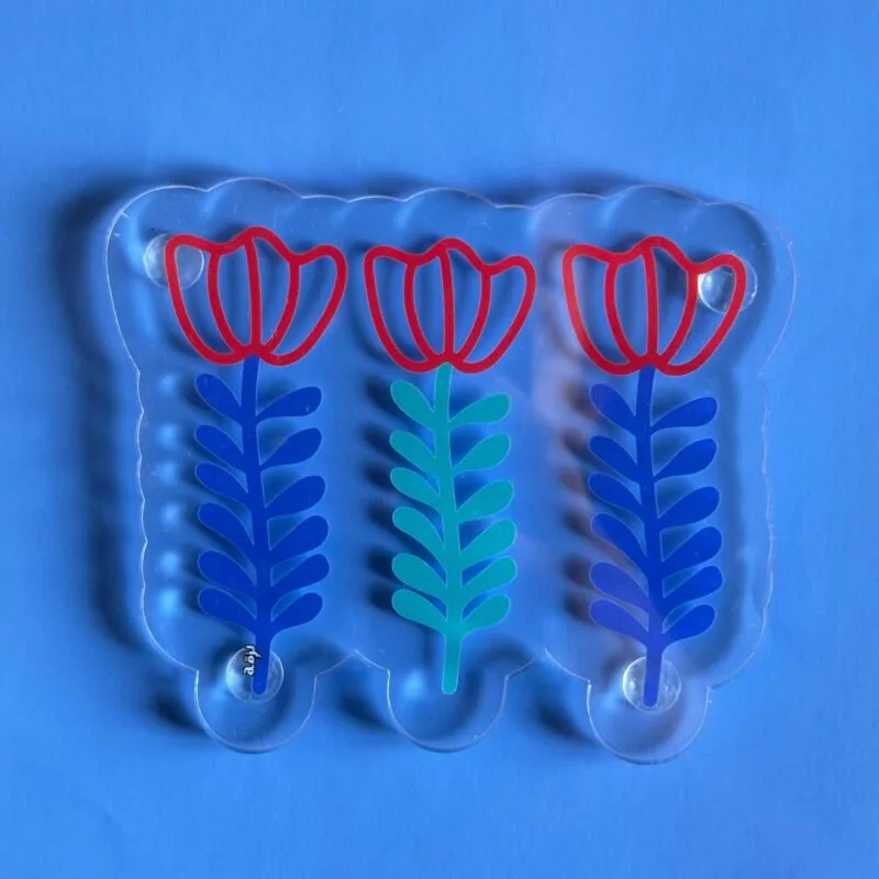 Shaffe flowers blue and green coaster