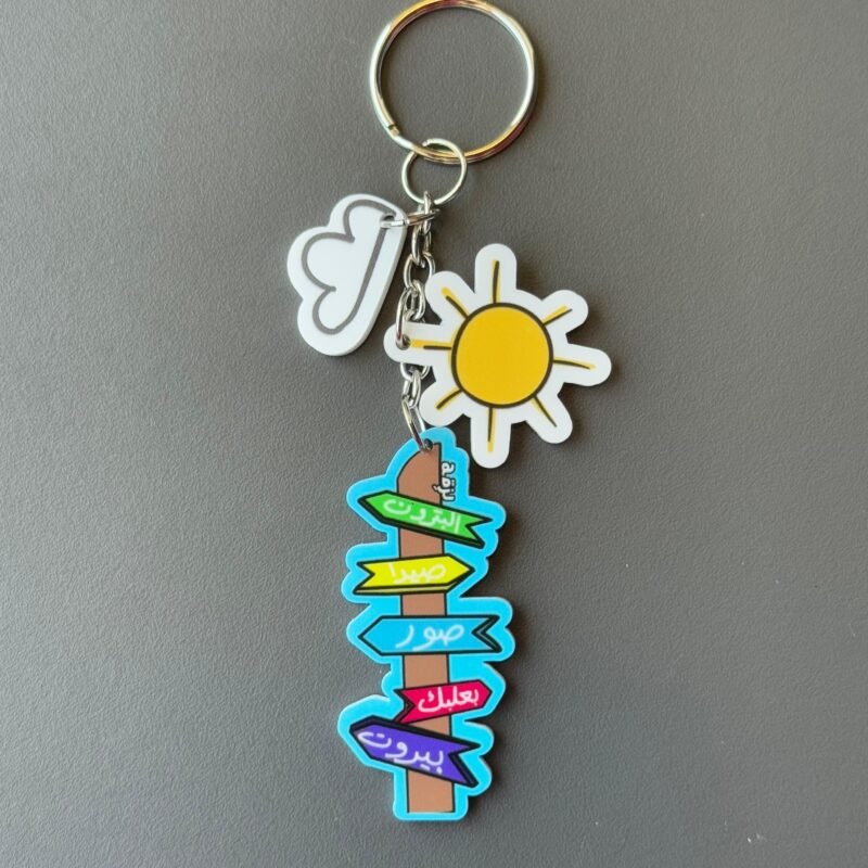 Lebanese Cities Directional Sign Keychain