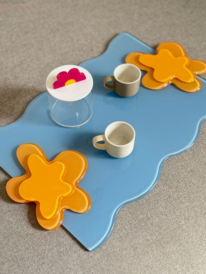 Aqua Orange Artstract Tray
