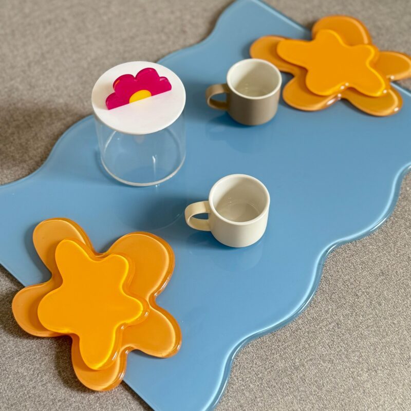 Aqua Orange Artstract Tray