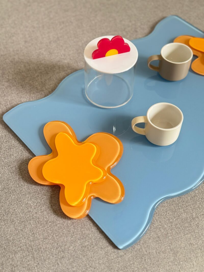 Aqua Orange Artstract Tray - Image 2