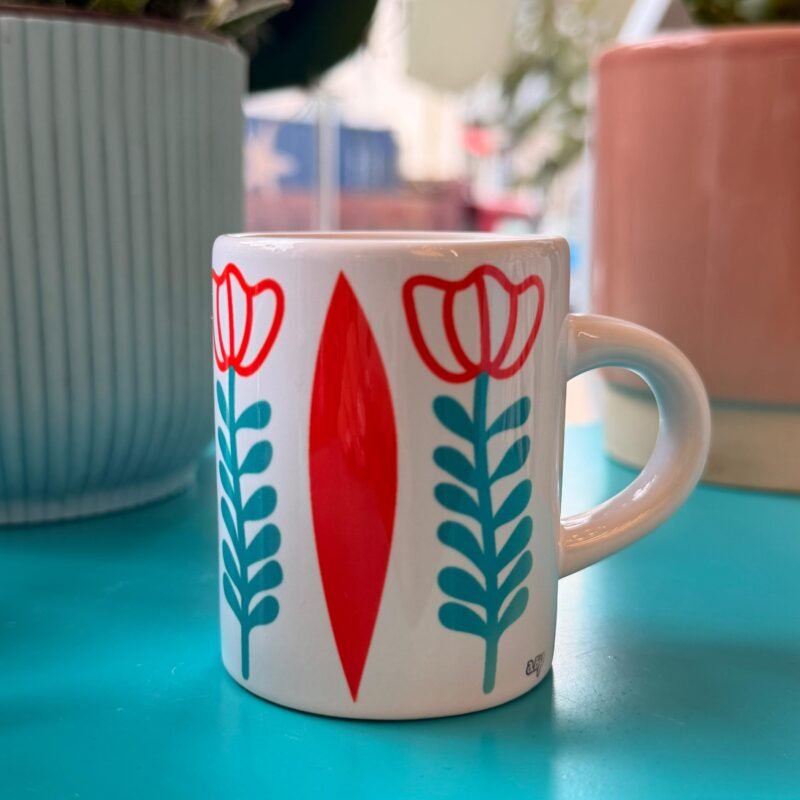 Red Chaffe Flowers Espresso Mug